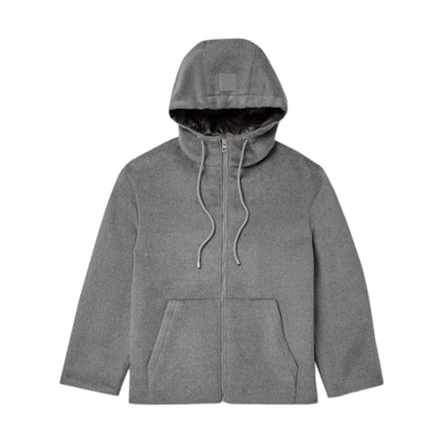 LOEWE Solid Color Hooded Zip-Up Jacket Grey H526Y03WAR-1440
