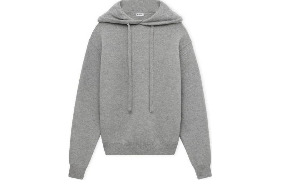 LOEWE Solid Color Hoodie Pullover Gray H526Y14KGS-1440