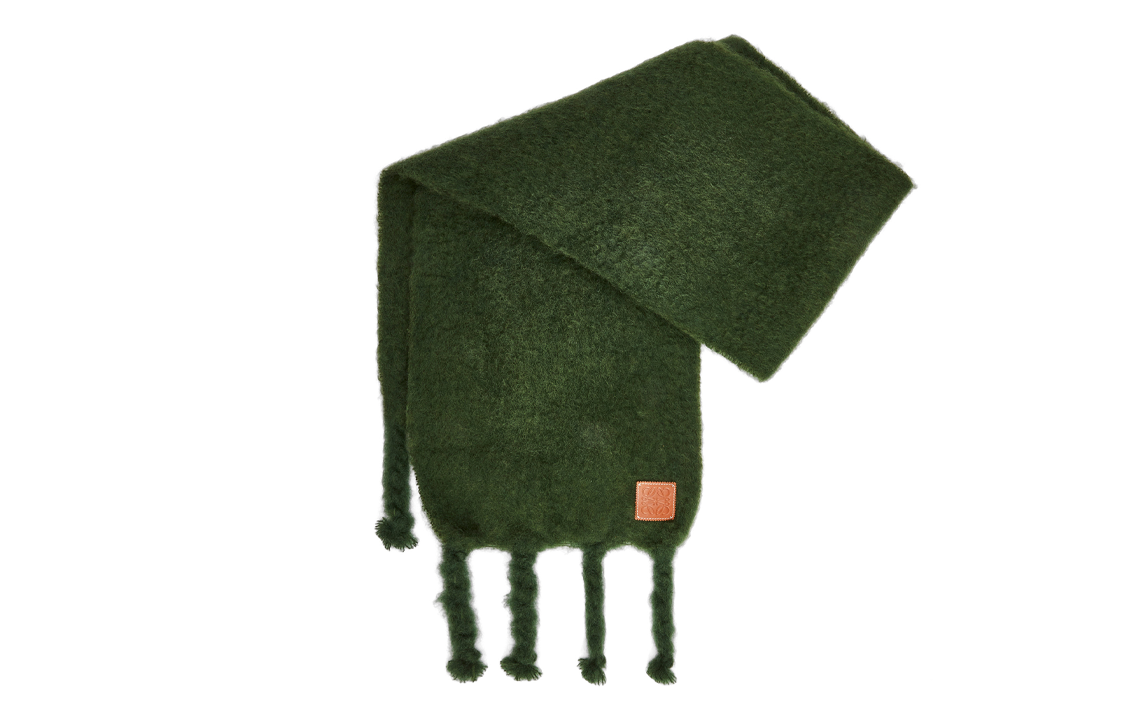 LOEWE Solid Color Wool Scarf Unisex Couple Style - Green. F811257X50