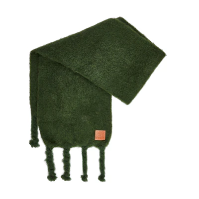 LOEWE Solid Color Wool Scarf Unisex Couple Style - Green. F811257X50