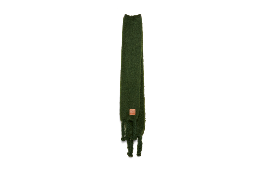 LOEWE Solid Color Wool Scarf Unisex Couple Style - Green. F811257X50 圖 3