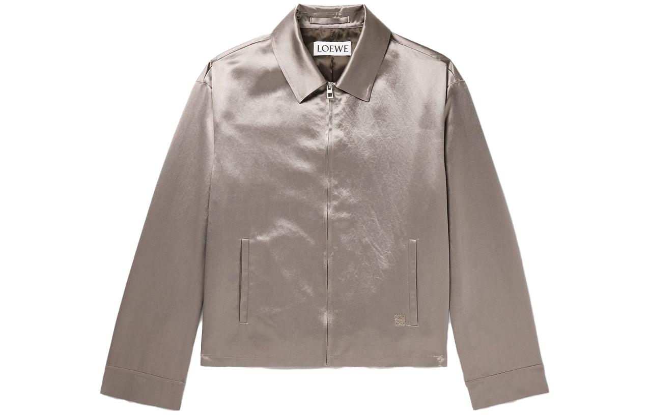 LOEWE Solid Color Zipped Collared Slim Fit Long Sleeve Jacket Beige Men H526Y03WAJ-1210