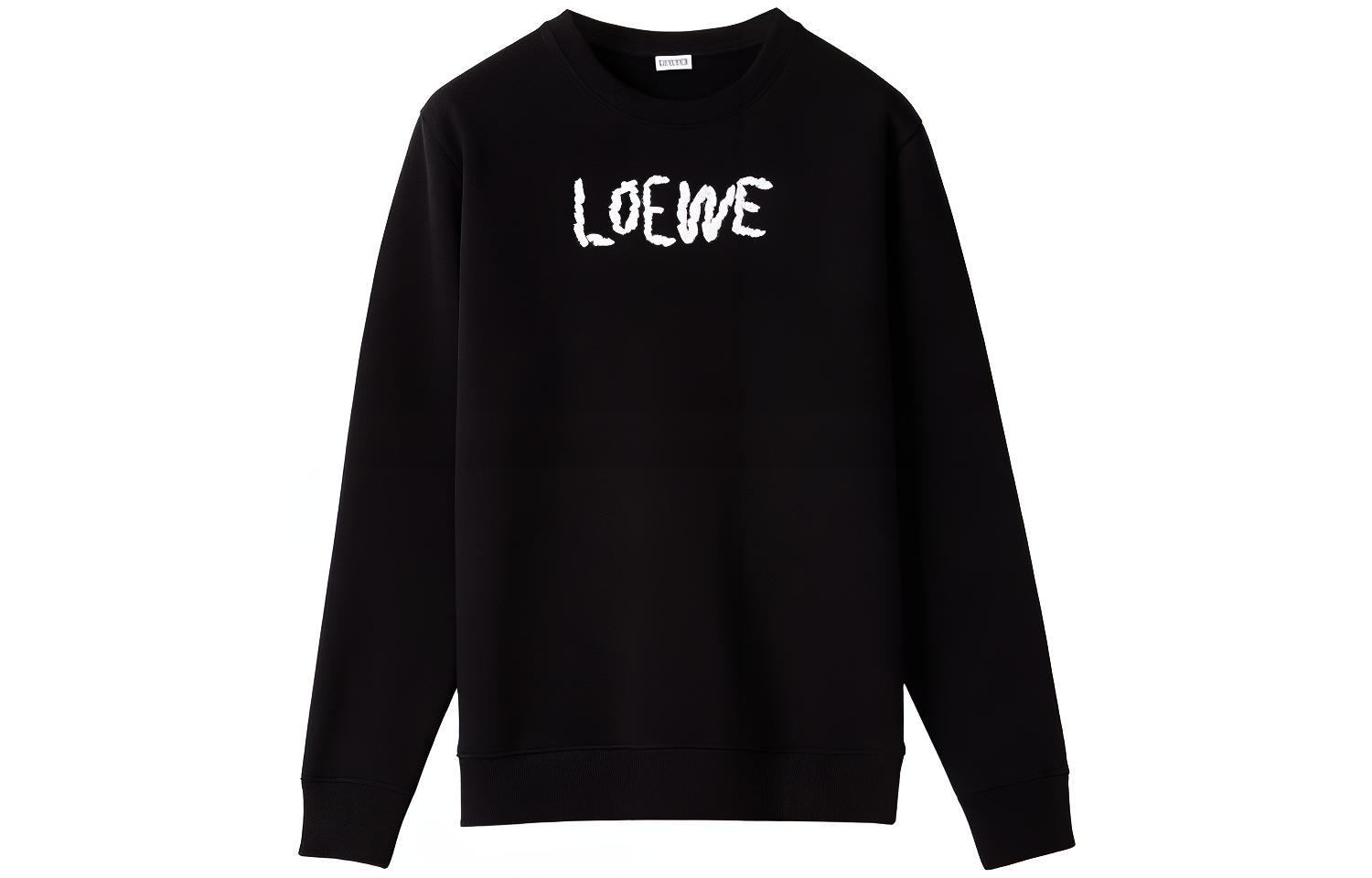 LOEWE Solid Embroidered Pullover Long Sleeve Sweatshirt Black H526Y24J11-1100