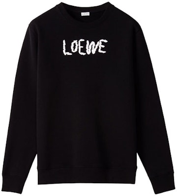 LOEWE Solid Pullover Lengan Panjang Sweatshirt Hitam Bordir H526Y24J11-1100 Order LOEWE Solid Pullover Lengan Panjang Sweatshirt Hitam Bordir H526Y24J11-1100
