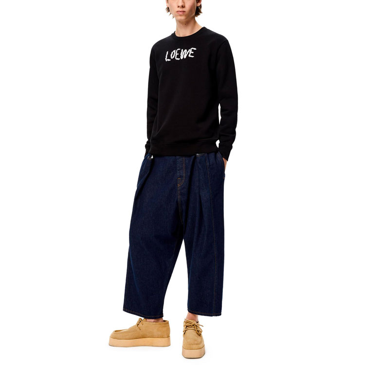 Details for ロエベ ソリッド 刺繍 プルオーバー 長袖 スウェットシャツ ブラック H526Y24J11-1100