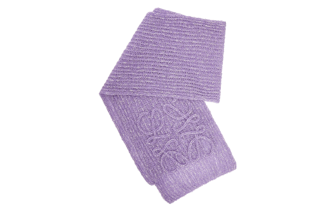 Shop LOEWE 拼接針織圍巾 紫色 情侶款 男女通用 F000487XEZ