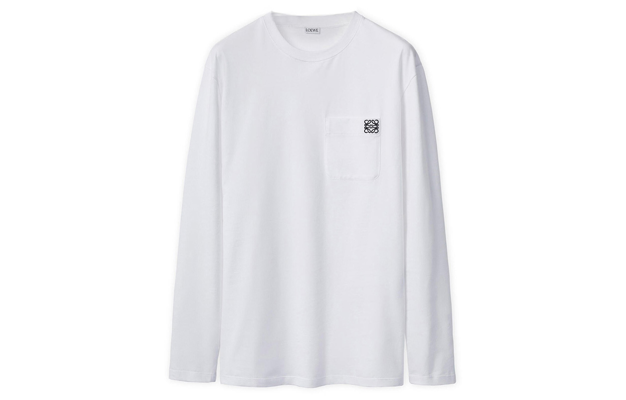 LOEWE SS21 Anagram Crewneck Long Sleeve T-Shirt White H526Y24J04-2100
