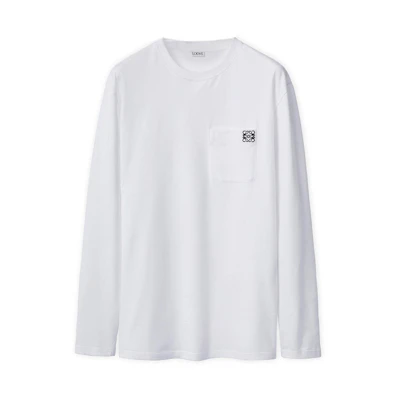 LOEWE SS21 Anagram Crewneck Long Sleeve T-Shirt White H526Y24J04-2100