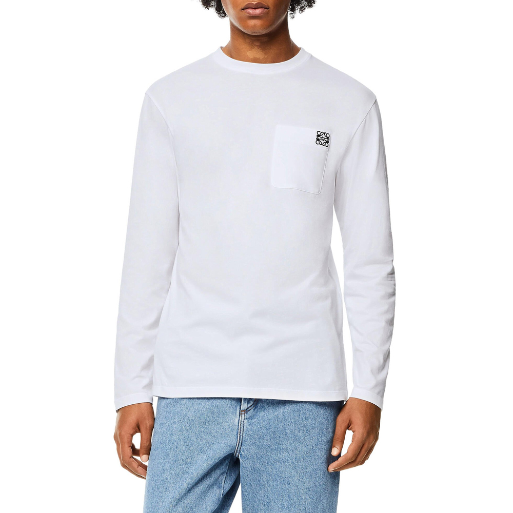 Purchase LOEWE SS21 Anagram 圖案長袖圓領T恤 白色 H526Y24J04-2100