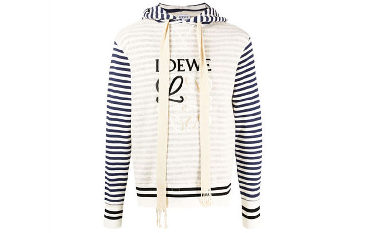 LOEWE SS21 Anagram Embroidered Cotton Hoodie Navy Blue Edition. H526Y25J04-2396