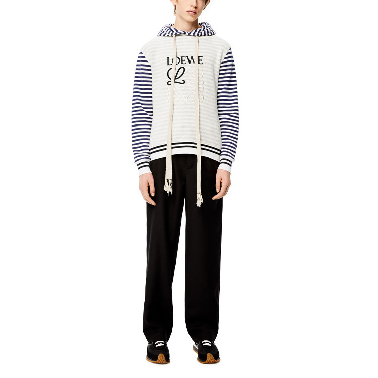 Lookbook LOEWE SS21 Anagram Embroidered Cotton Hoodie Navy Blue Edition. H526Y25J04-2396