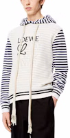 Shop LOEWE SS21 Hoodie Kapas Bersulam Anagram Edisi Biru Navy. H526Y25J04-2396