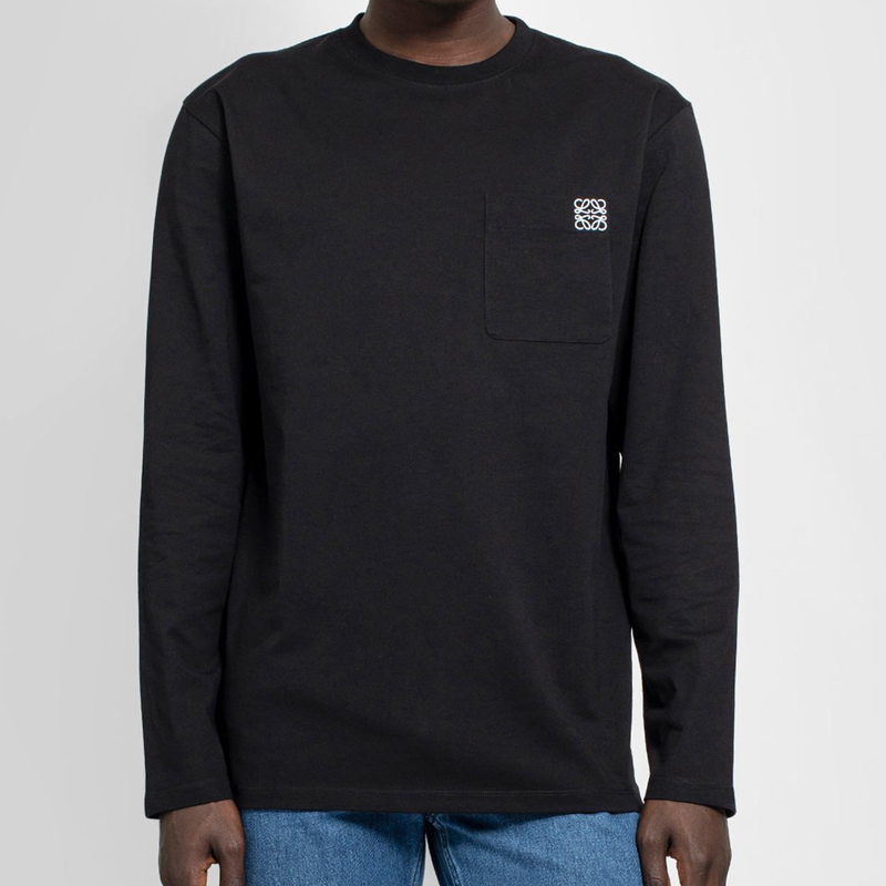 Shop LOEWE SS21 Anagram長袖T恤 黑色 H526Y24J04-1100