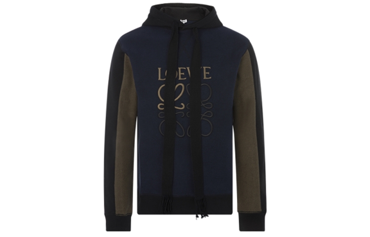 LOEWE SS21 Color-Block Embroidered Logo Hoodie Navy - Casual Wear H526Y25J03-5197