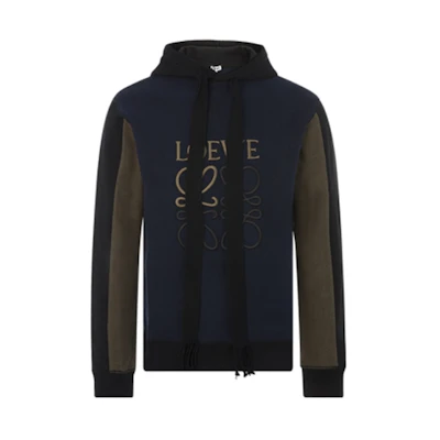LOEWE SS21 Color-Block Embroidered Logo Hoodie Navy - Casual Wear H526Y25J03-5197