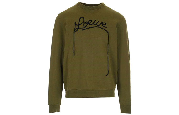 LOEWE SS21 Embroidered Crewneck Long Sleeve Sweatshirt Military Green H526Y24J06-4160