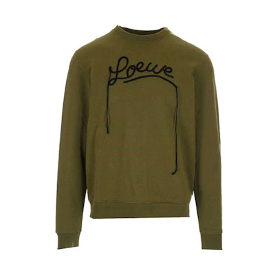 LOEWE SS21 Embroidered Crewneck Long Sleeve Sweatshirt Military Green H526Y24J06-4160