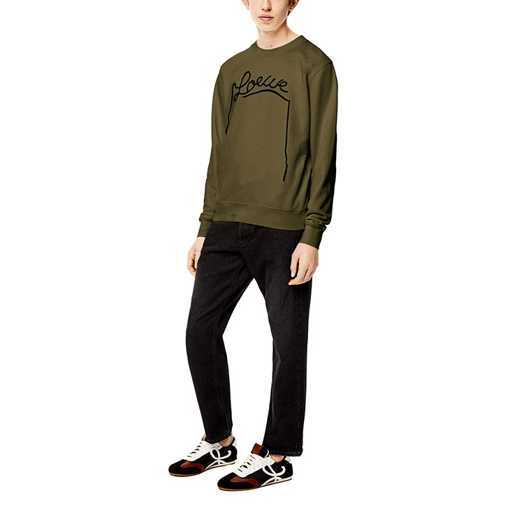 Details for LOEWE SS21 刺繡軍綠色長袖圓領衫 H526Y24J06-4160