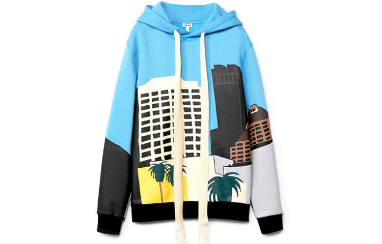 LOEWE SS21 Ken Price Capsule Los Angeles Print Hooded Sweatshirt Blue H897Y25X02-5005