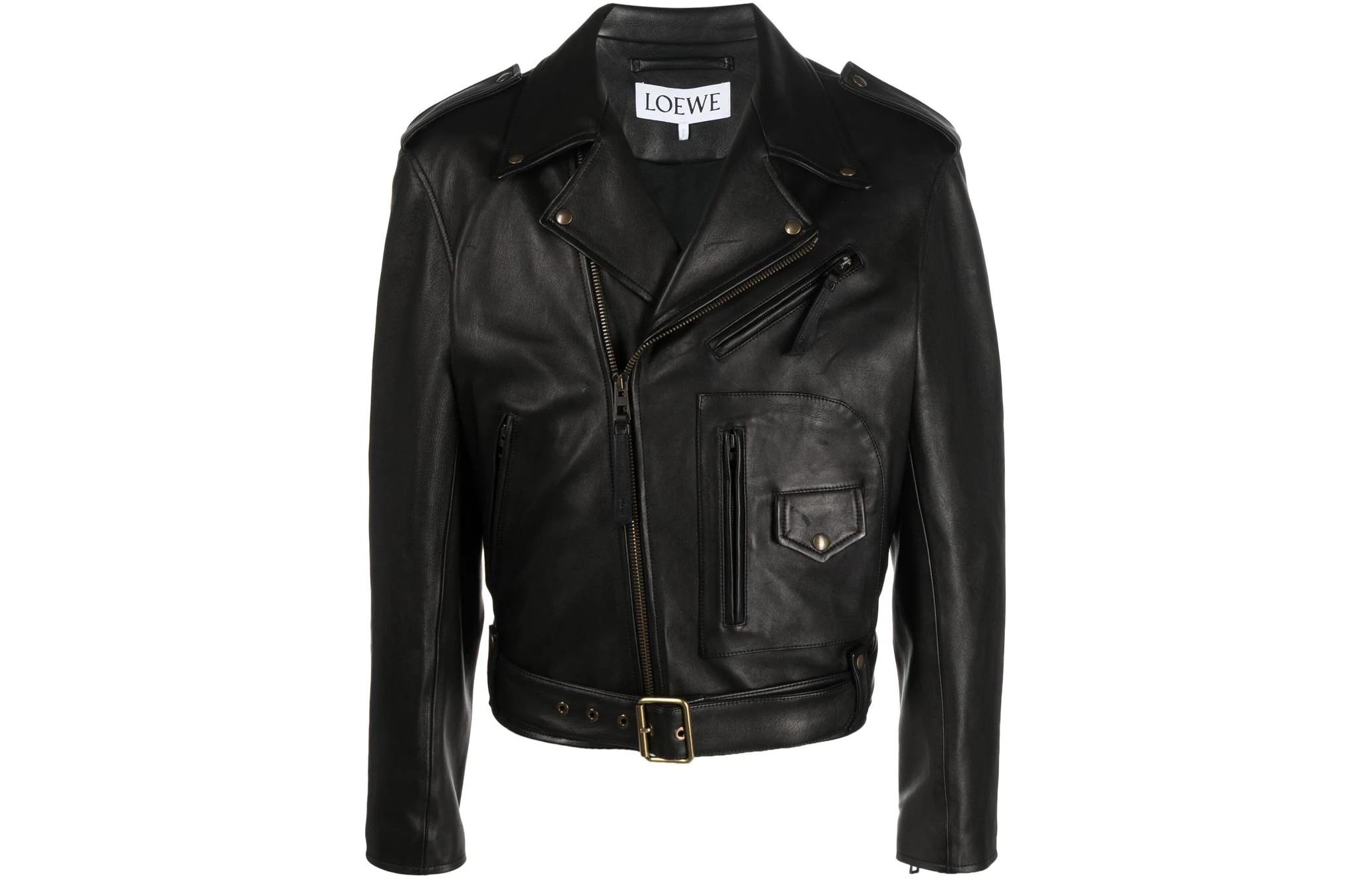 LOEWE SS22  Asymmetric Zipper Biker Leather Jacket Black H526Y19L37-1100 圖 2