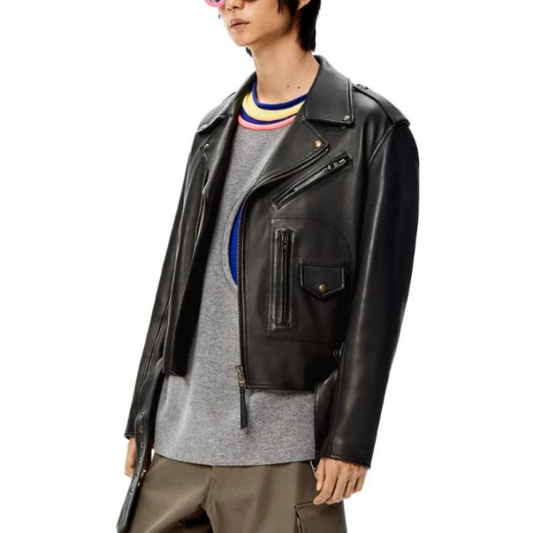 LOEWE SS22  Asymmetric Zipper Biker Leather Jacket Black H526Y19L37-1100 圖 4