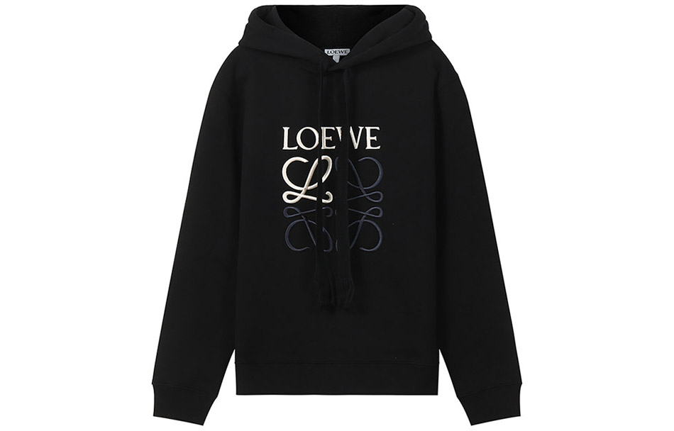 LOEWE SS22  Black Embroidered Cotton Hoodie. H526Y25X08-1100