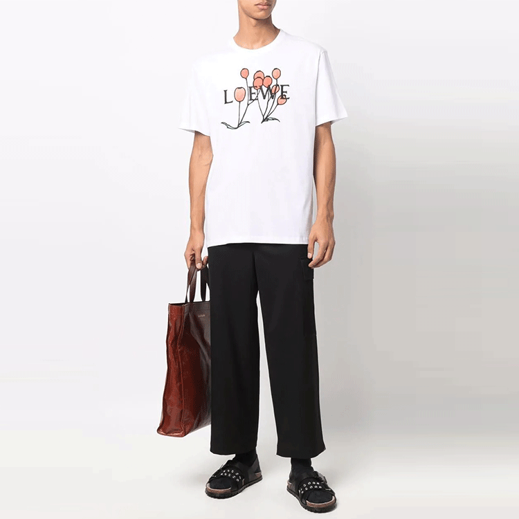 Lookbook LOEWE SS22 白色棉質刺繡植物圖案T恤 H800Y22X13-2016