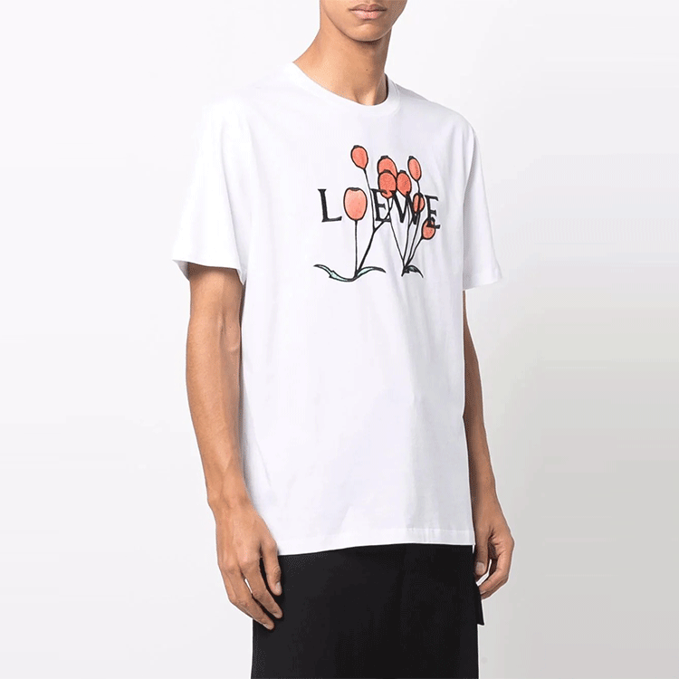 Purchase LOEWE SS22 白色棉質刺繡植物圖案T恤 H800Y22X13-2016