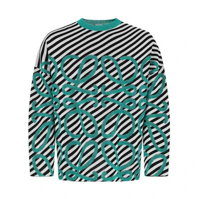 LOEWE SS22 All-Over Print Crewneck Sweater Men’s Blue H526Y14KAS-2076
