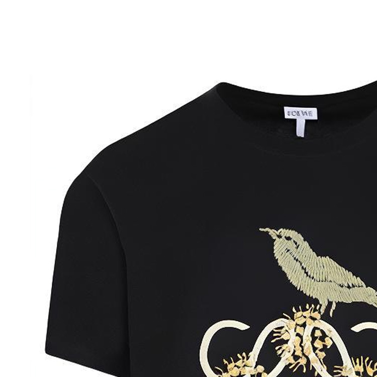 Details for LOEWE SS22 Camiseta Negra Bordada con Diseño Botánico de Manga Corta. H800Y22X16-1489