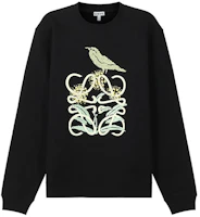 LOEWE SS22 Botanical Anagram Embroidered Fleece Sweatshirt Black Male Winter H800Y24X05-1489 LOEWE SS22 Botanical Anagram Embroidered Fleece Sweatshirt Black Male Winter H800Y24X05-1489