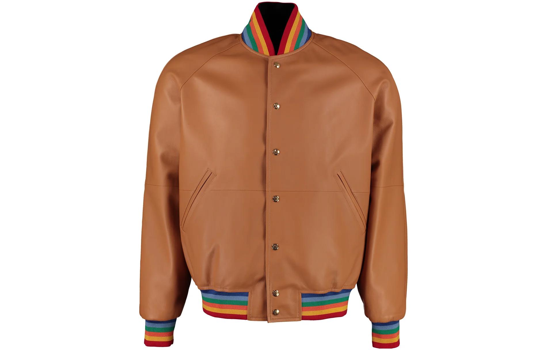 LOEWE SS22 Brown Striped Stand Collar Long Sleeve Jacket H5198910AV2904