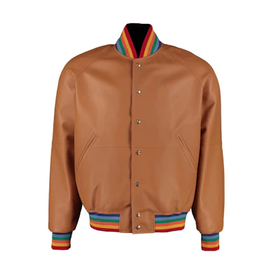 LOEWE SS22 Brown Striped Stand Collar Long Sleeve Jacket H5198910AV2904