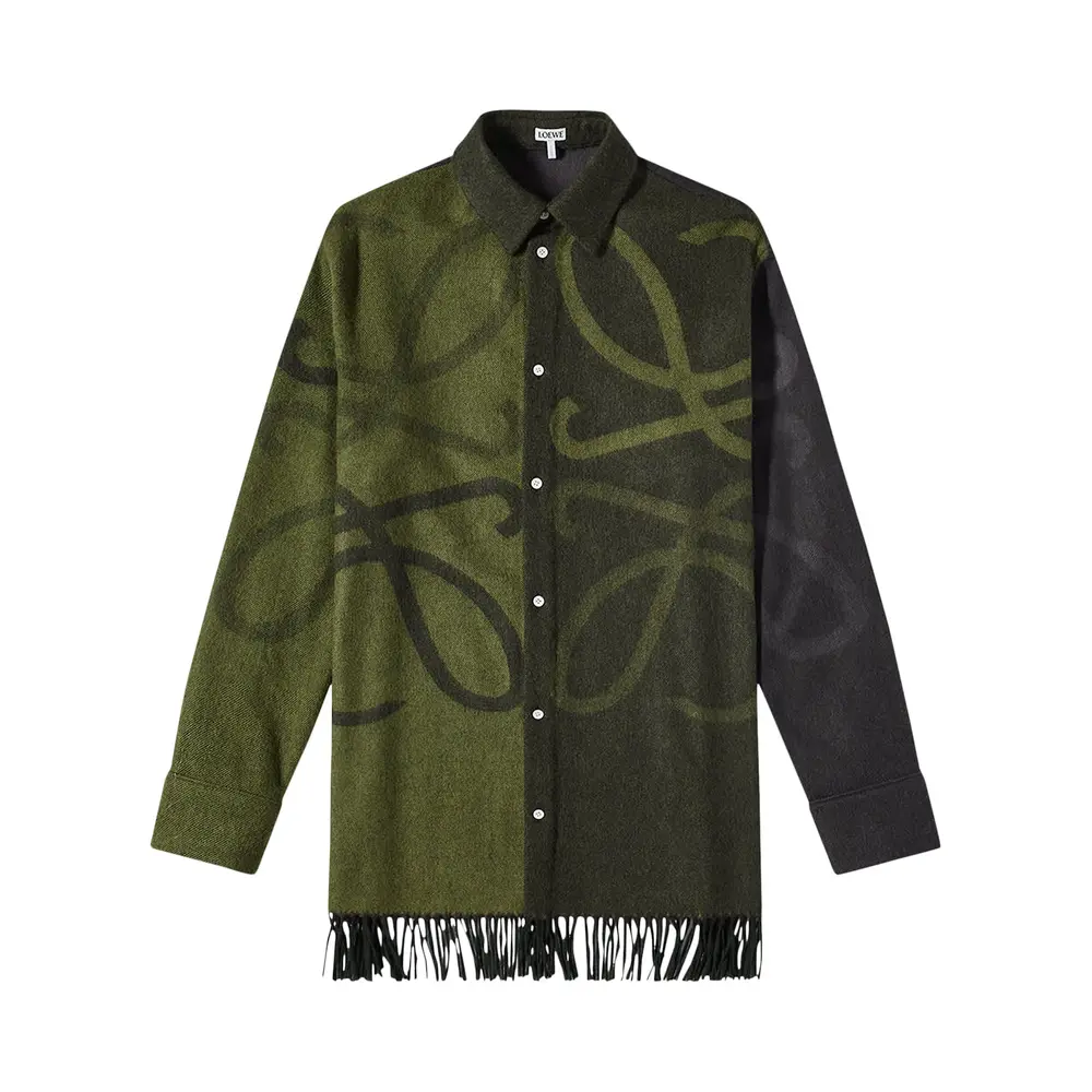 LOEWE SS22 Colorblock Single-Breasted Jacket in Black and Green H526Y05W64-1217