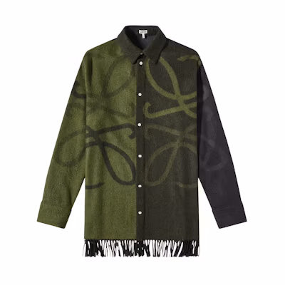LOEWE SS22 Colorblock Single-Breasted Jacket in Black and Green H526Y05W64-1217