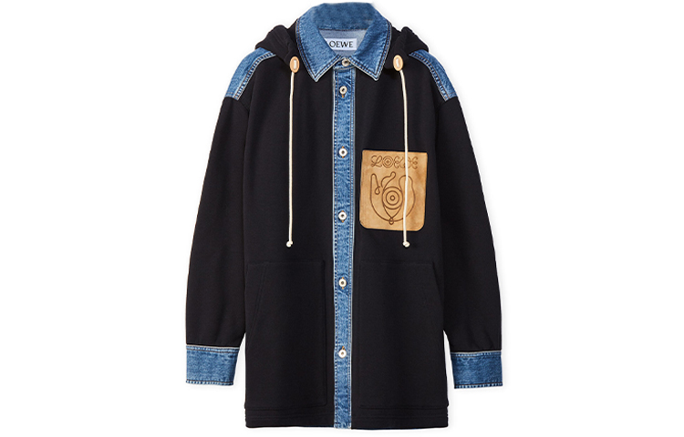 LOEWE SS22 Cotton Denim Patchwork Jacket - Dark Blue H664Y13X02-6385