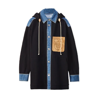 LOEWE SS22 Cotton Denim Patchwork Jacket - Dark Blue H664Y13X02-6385