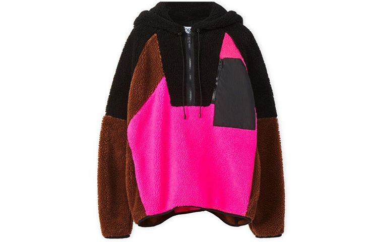 LOEWE SS22 Hooded Fleece Patchwork Jacket with Embroidered Logo H664Y0-7W11