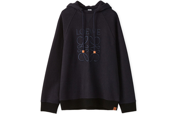 LOEWE SS22 Logo Embroidered Hoodie Navy Blue Men H526Y25X03-9602