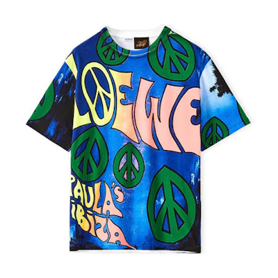 LOEWE SS22 Paula's Ibiza Geometric Logo Print Blue T-Shirt for Men. H616Y22X34-9990