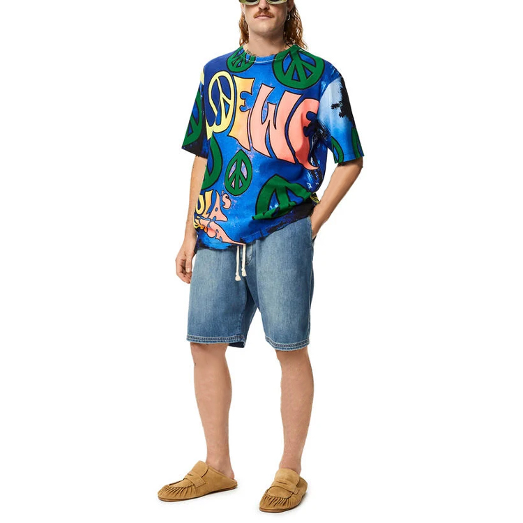 Lookbook LOEWE SS22 Paula''s Ibiza 幾何圖案標誌藍色男款T恤 H616Y22X34-9990