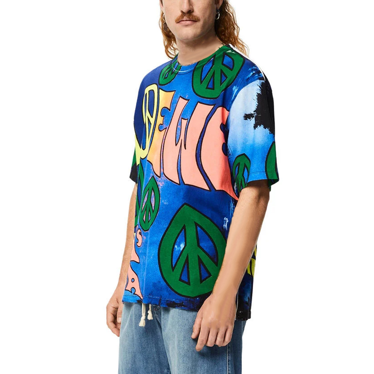 Shop LOEWE SS22 Paula''s Ibiza 幾何圖案標誌藍色男款T恤 H616Y22X34-9990