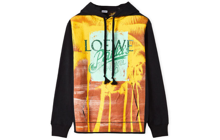 LOEWE SS22 Paula’s Ibiza Palm Tree Logo Print Hoodie Black H616Y25J01-1489