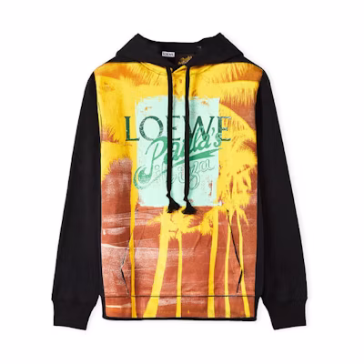 LOEWE SS22 Paula’s Ibiza Palm Tree Logo Print Hoodie Black H616Y25J01-1489