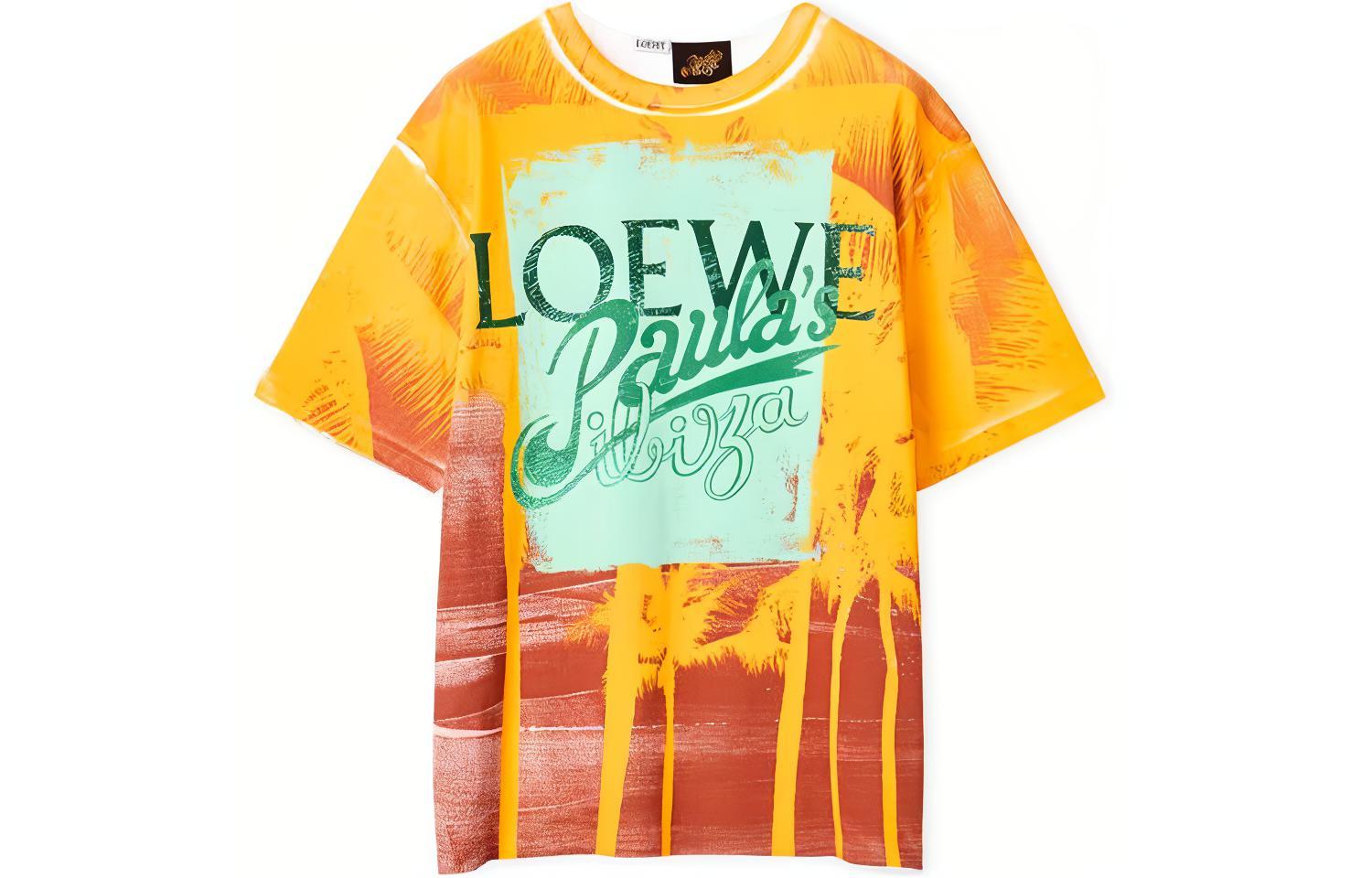 LOEWE SS22 Paula's Ibiza Palm Tree Print Yellow Unisex T-Shirt. H616Y22X43-1952