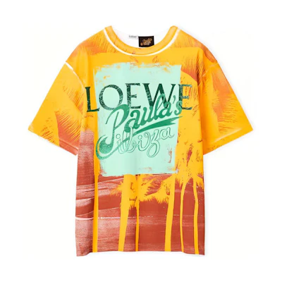 LOEWE SS22 Paula's Ibiza Palm Tree Print Yellow Unisex T-Shirt. H616Y22X43-1952
