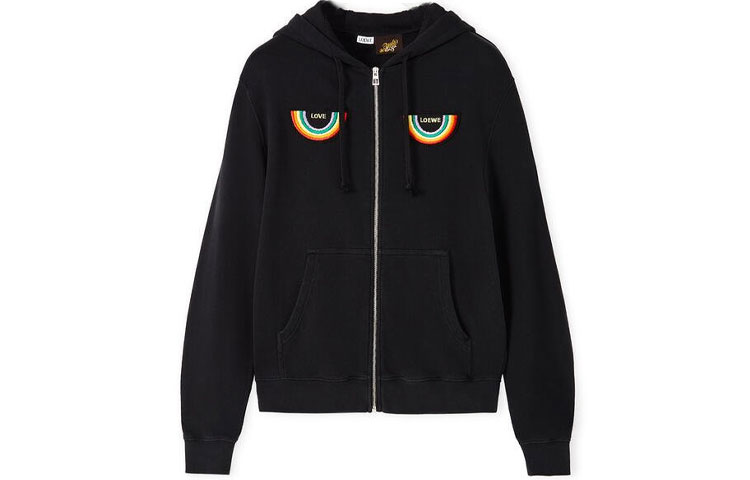 LOEWE SS22 Paula’s Ibiza Rainbow Logo Hoodie Black H616Y25X08-8946
