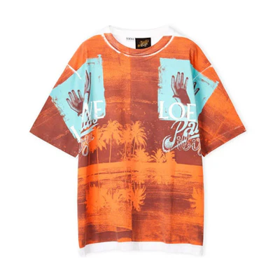 LOEWE SS22 Paula's Ibiza Scenic Print Casual Orange T-Shirt for Men. H616Y22X37-1905