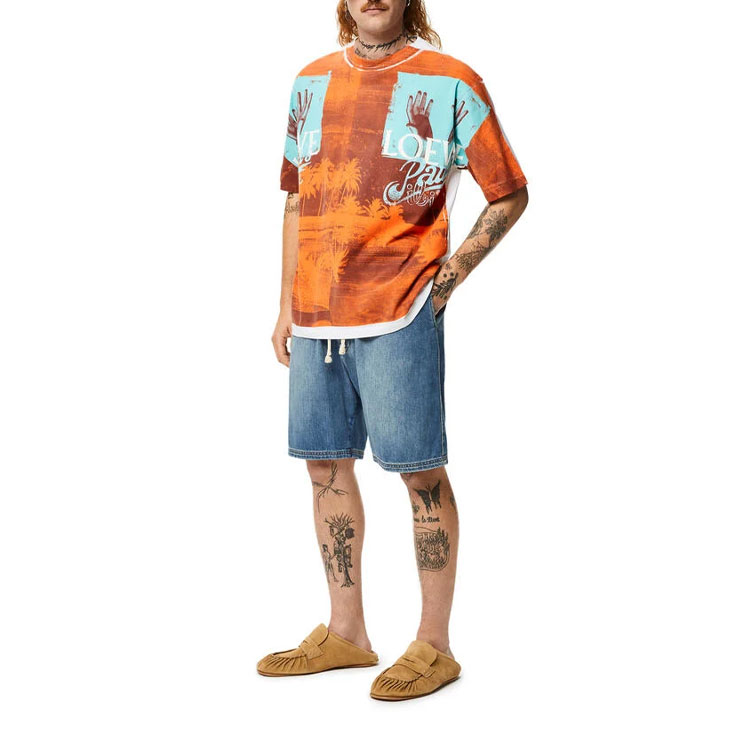 Lookbook LOEWE SS22 Paula''s Ibiza 風景印花橙色休閒男士T恤 H616Y22X37-1905