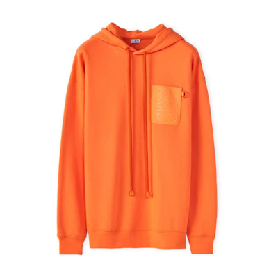 LOEWE SS22 Solid Logo Patch Leather Hoodie Orange () H526Y25J17-8290
